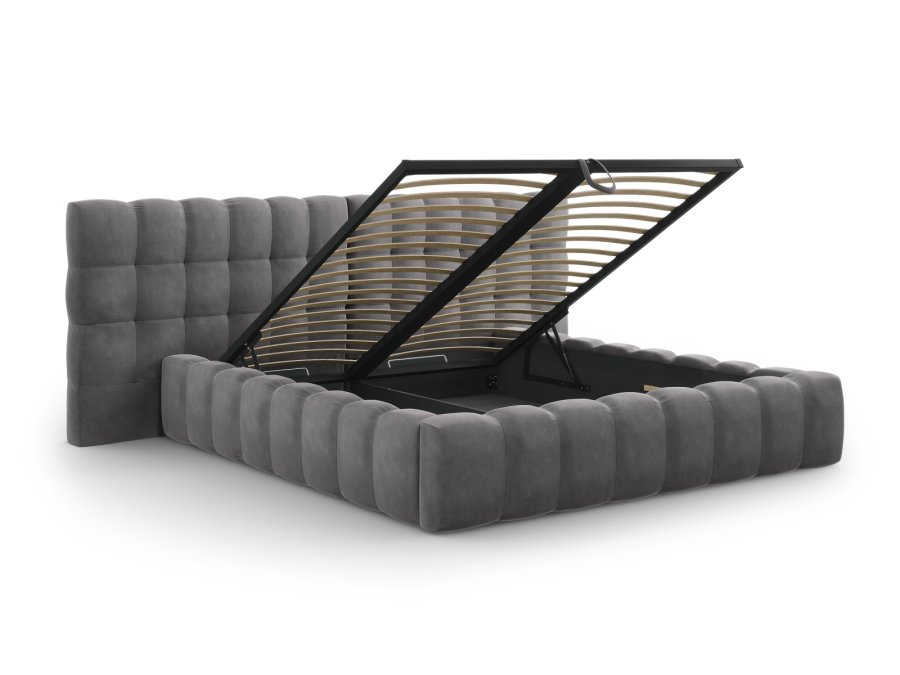 MICADONI Mamaia sengeramme, med dobbel sengegavl og lameller - gr flyel (180x200)