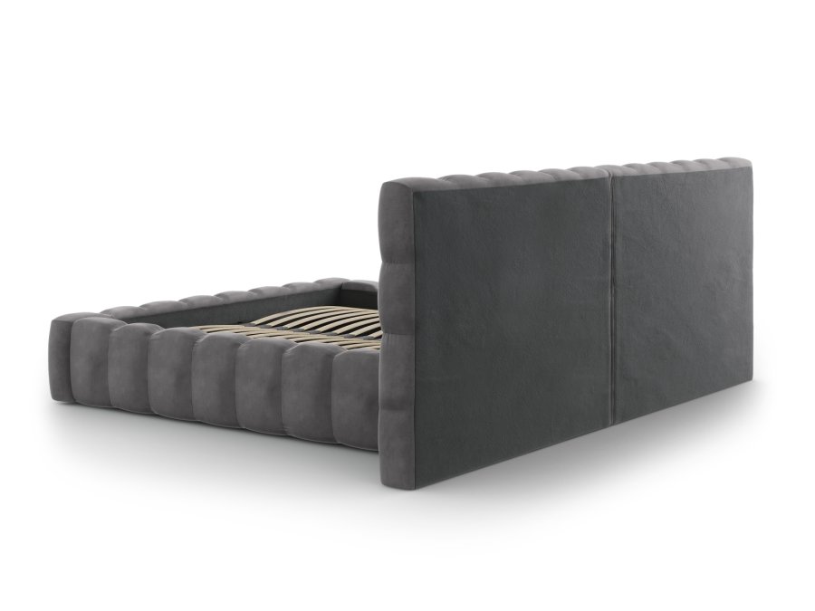 MICADONI Mamaia sengeramme, med dobbel sengegavl og lameller - gr flyel (180x200)