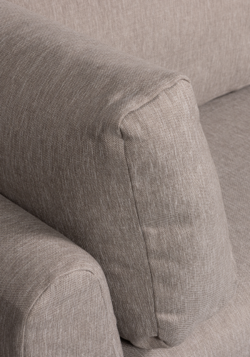 WOOOD Couple spisebnk, hjrne, hjre, m. hynder - taupe meleret melange stof og sorte ben