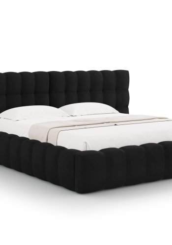 MICADONI Mamaia sengeramme, med dobbel sengegavl og lameller - svart flyel (180x200)