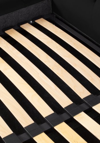 MICADONI Mamaia sengeramme, med dobbel sengegavl og lameller - svart flyel (180x200)