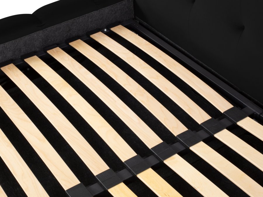 MICADONI Mamaia sengeramme, med dobbel sengegavl og lameller - svart flyel (180x200)