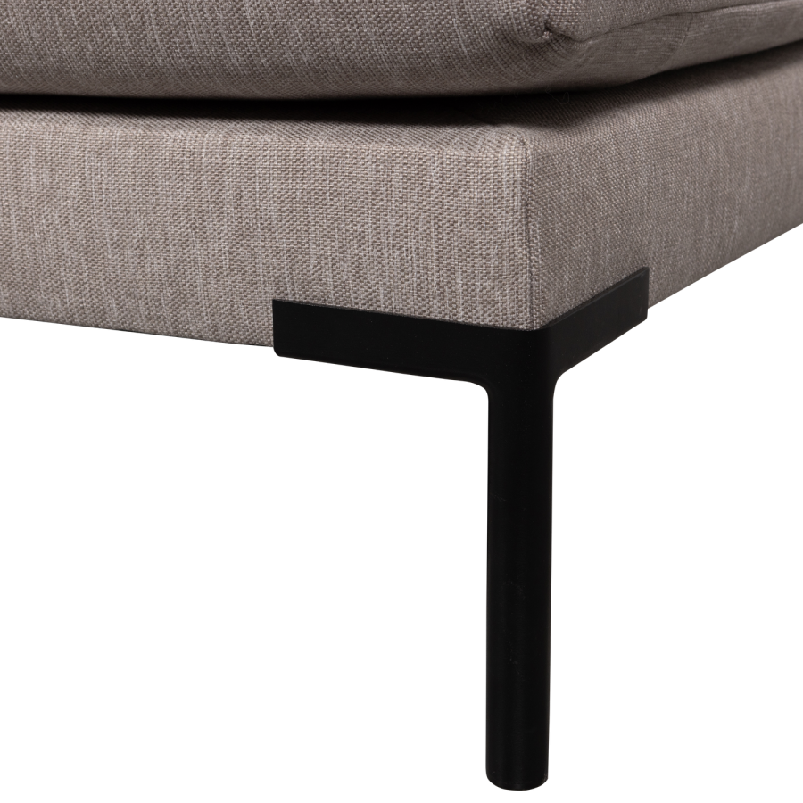 WOOOD Couple spisebnk, hjrne, hjre, m. hynder - taupe meleret melange stof og sorte ben