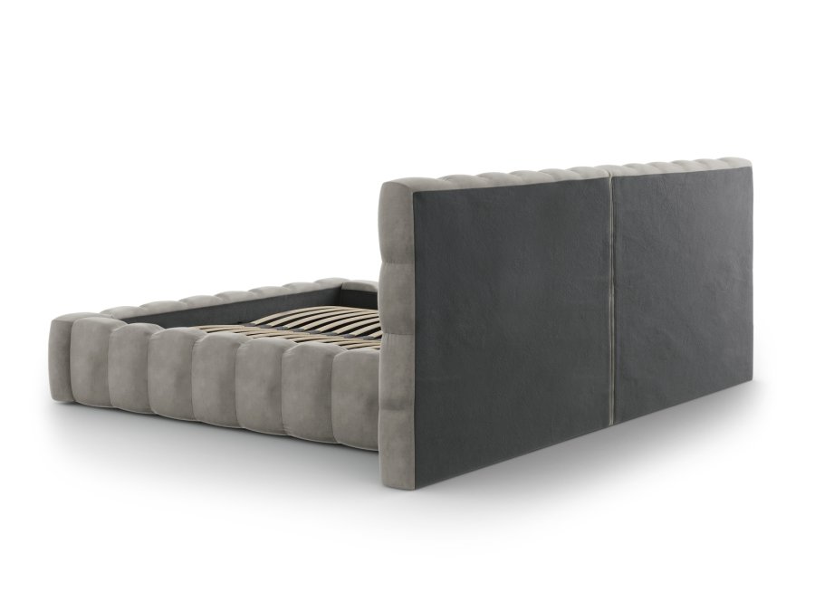 MICADONI Mamaia sengeramme, med dobbel sengegavl og lameller - gr flyel (200x200)