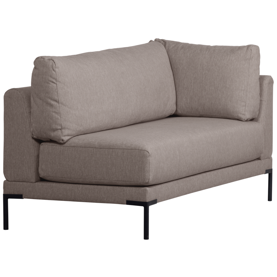 WOOOD Couple spisebnk, hjrne, venstre, m. hynder - taupe meleret melange stof og sorte ben