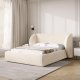 MICADONI Miley sengeramme, med sengegavl og lameller - beige chenille (140x200)