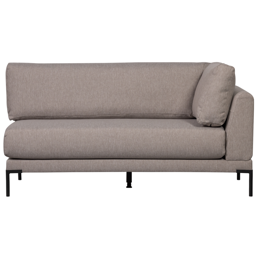 WOOOD Couple spisebnk, hjrne, venstre, m. hynder - taupe meleret melange stof og sorte ben