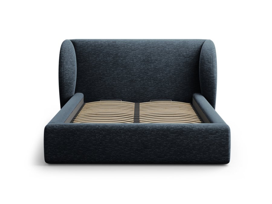 MICADONI Miley sengeramme, med sengegavl og lameller - bl chenille (140x200)