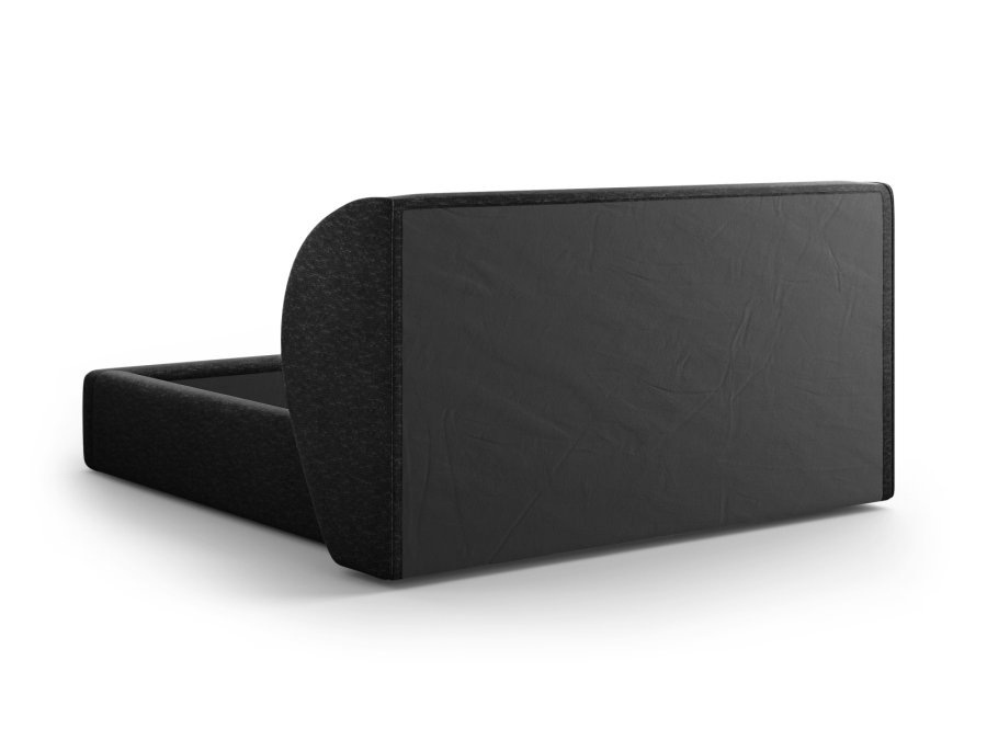 MICADONI Miley sengeramme, med sengegavl og lameller - svart chenille (140x200)