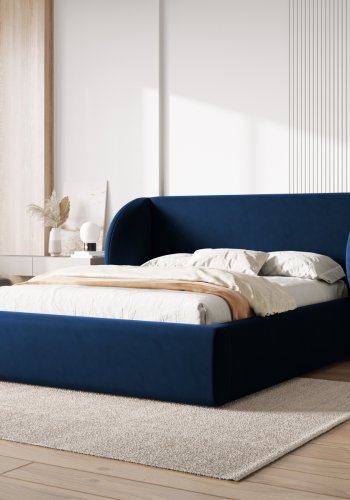 MICADONI Miley sengeramme, med sengegavl og lameller - bl flyel (160x200)
