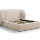 MICADONI Miley sengeramme, med sengegavl og lameller - beige chenille (160x200)