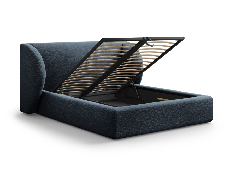 MICADONI Miley sengeramme, med sengegavl og lameller - bl chenille (180x200)