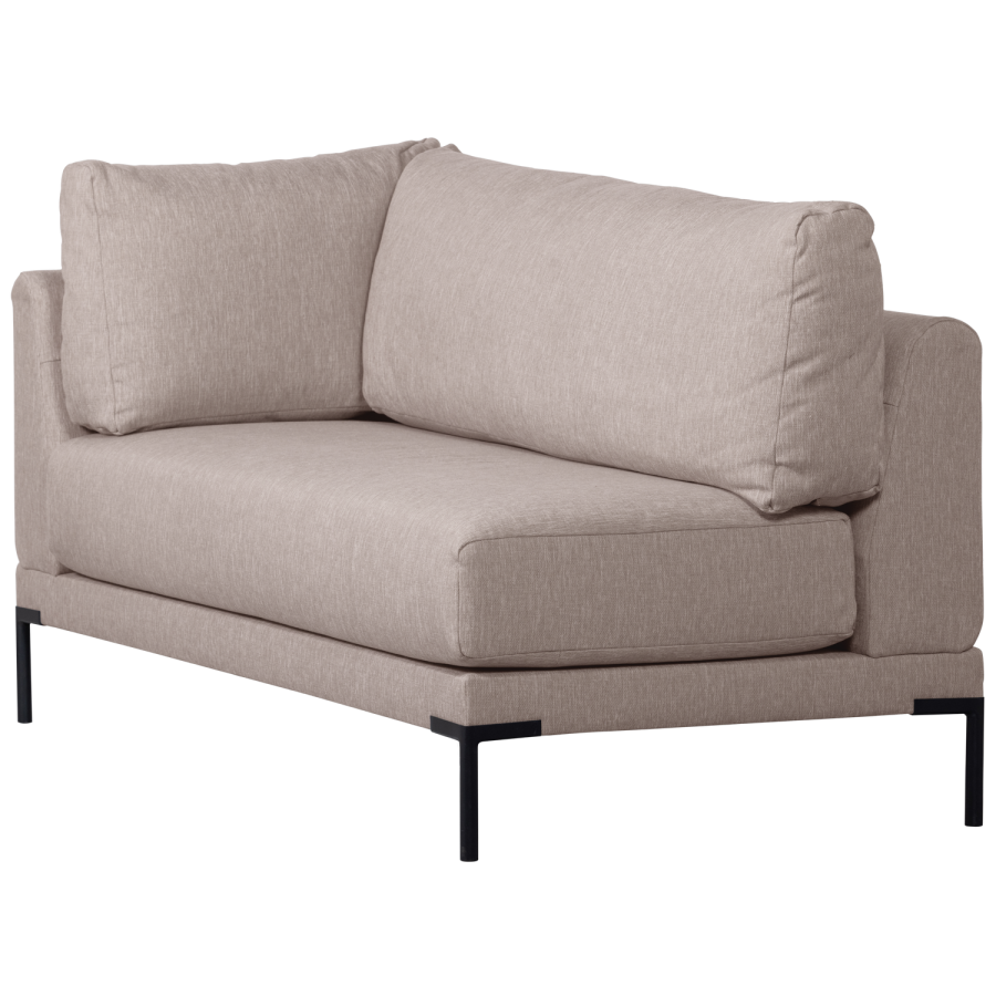 WOOOD Couple spisebnk, hjrne, hjre, m. hynder - natur meleret melange stof og sorte ben