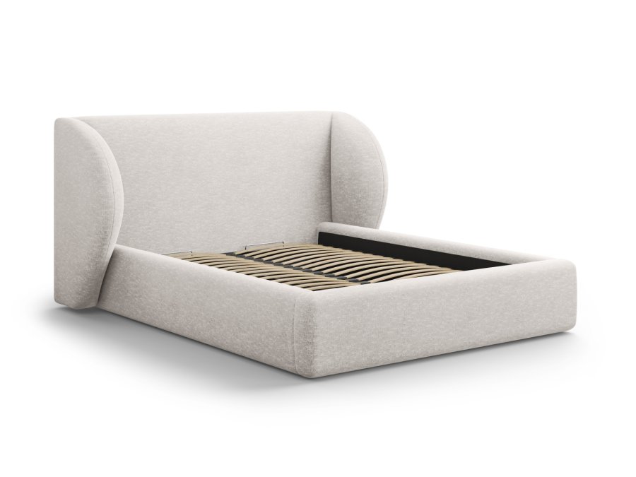 MICADONI Miley sengeramme, med sengegavl og lameller - gr chenille (200x200)