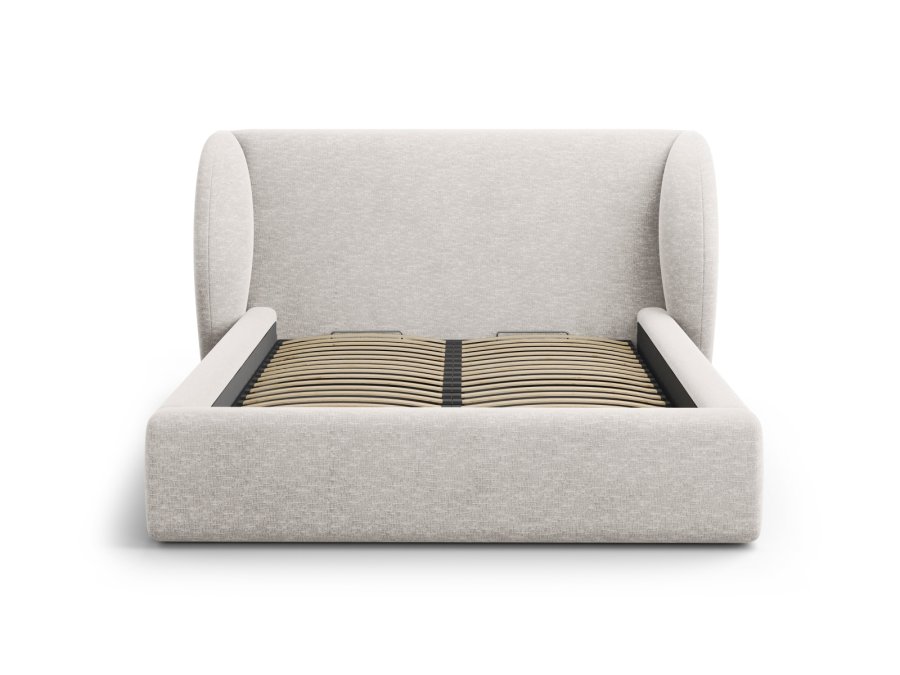 MICADONI Miley sengeramme, med sengegavl og lameller - gr chenille (200x200)