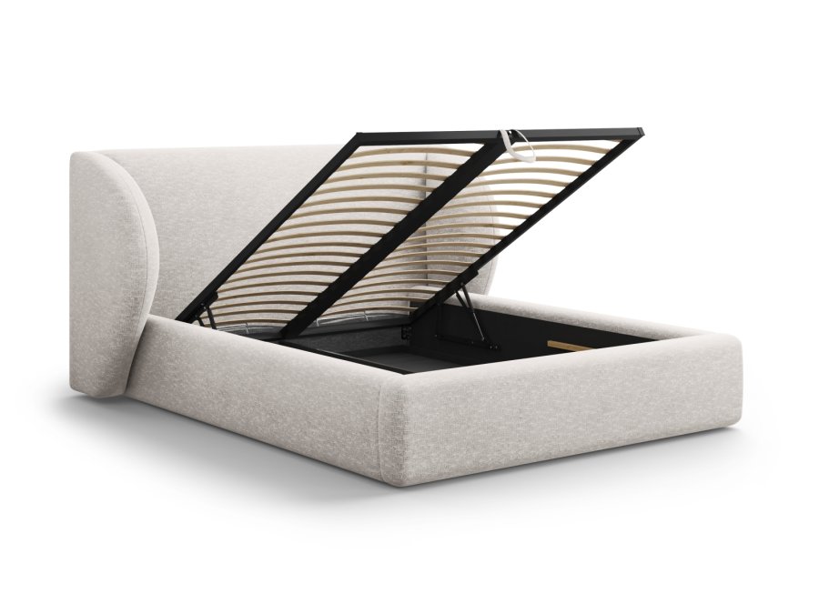 MICADONI Miley sengeramme, med sengegavl og lameller - gr chenille (200x200)