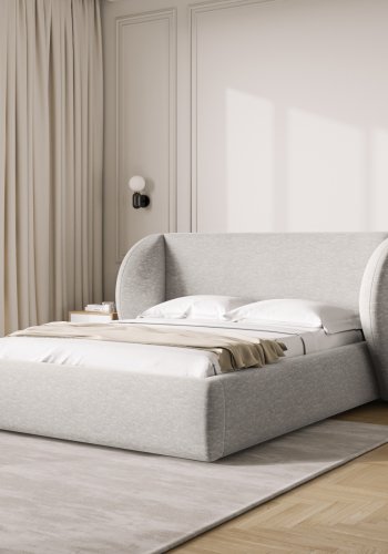 MICADONI Miley sengeramme, med sengegavl og lameller - gr chenille (200x200)