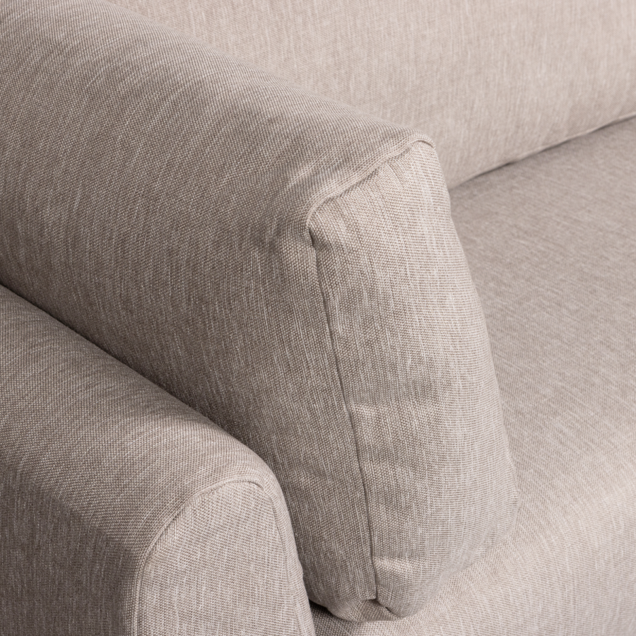 WOOOD Couple spisebnk, hjrne, hjre, m. hynder - natur meleret melange stof og sorte ben