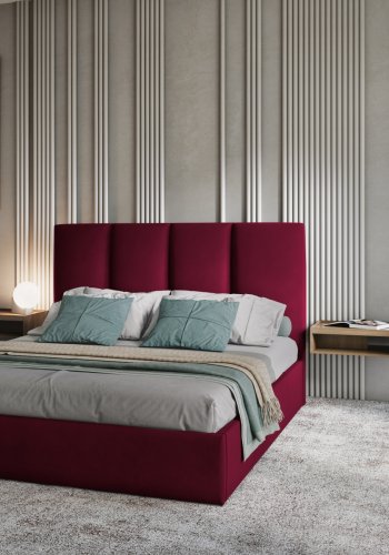 MICADONI Pyla sengeramme, med sengegavl og lameller - rd flyel (140x200)