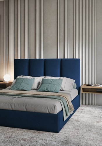 MICADONI Pyla sengeramme, med sengegavl og lameller - bl flyel (140x200)
