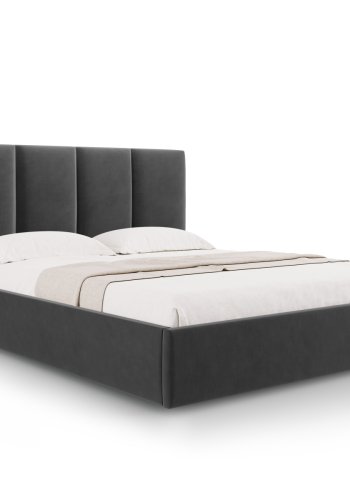 MICADONI Pyla sengeramme, med sengegavl og lameller - antrasittgr flyel (140x200)