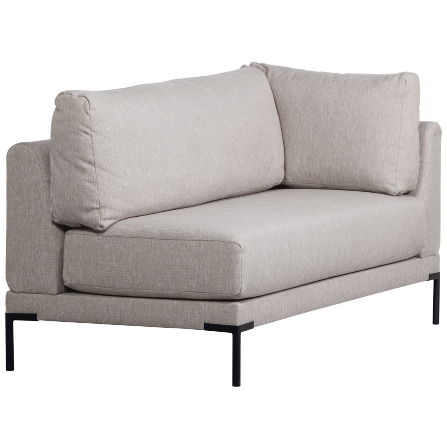 WOOOD Couple spisebnk, hjrne, venstre, m. hynder - lysegr meleret melange stof og sorte ben