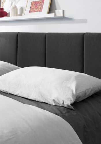 MICADONI Pyla sengeramme, med sengegavl og lameller - antrasittgr flyel (140x200)