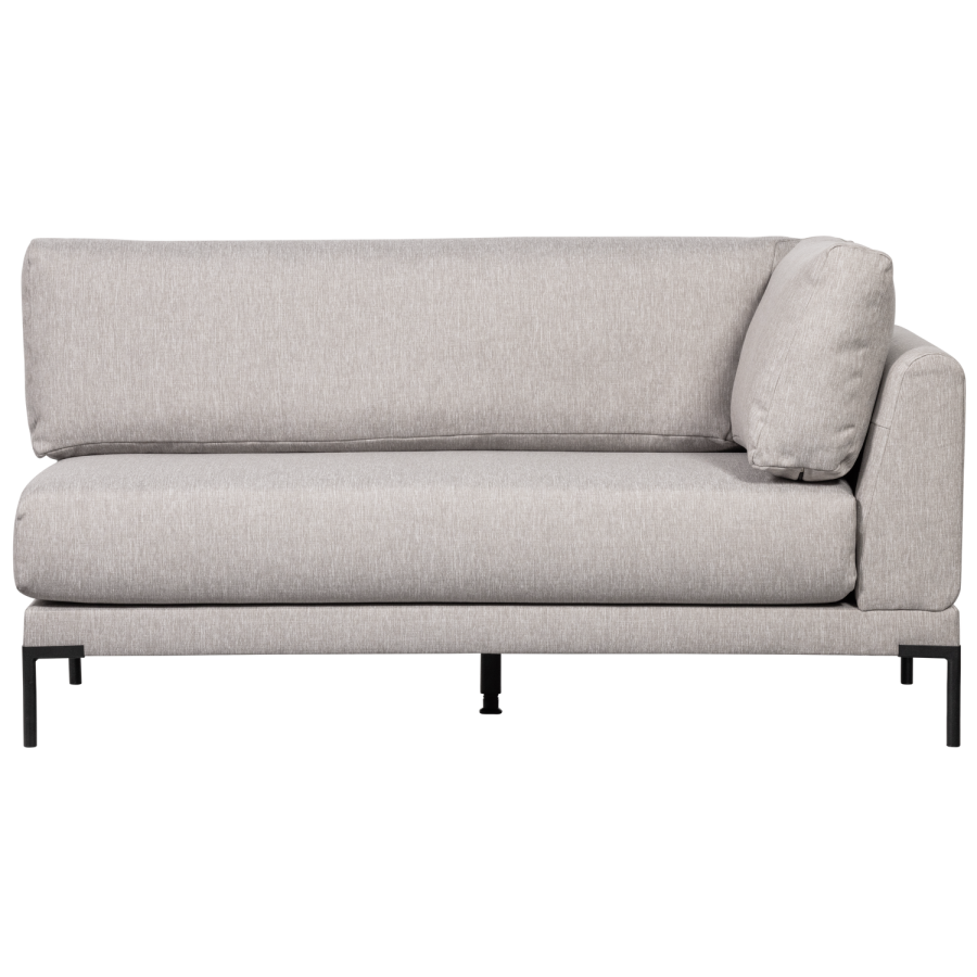 WOOOD Couple spisebnk, hjrne, venstre, m. hynder - lysegr meleret melange stof og sorte ben