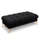 MICADONI Mamaia benk,, 2 seter, rektangulr - svart flyel og gullmetall (62x133x41)