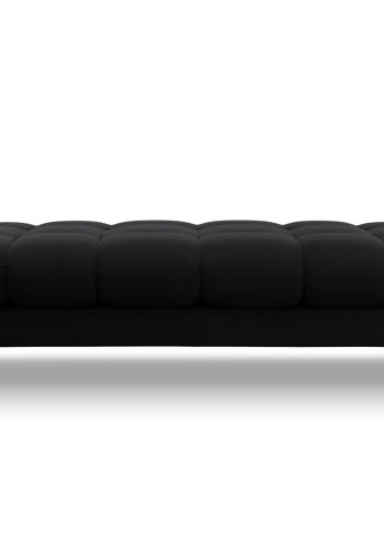 MICADONI Mamaia benk,, 2 seter, rektangulr - svart flyel og gullmetall (62x133x41)