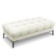 MICADONI Mamaia benk,, 2 seter, rektangulr - beige flyel og svart metall (62x133x41)