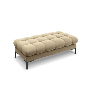 MICADONI Mamaia bnk,, 2 sten, rektangulr - beige sammet och svart metall (62x133x41)