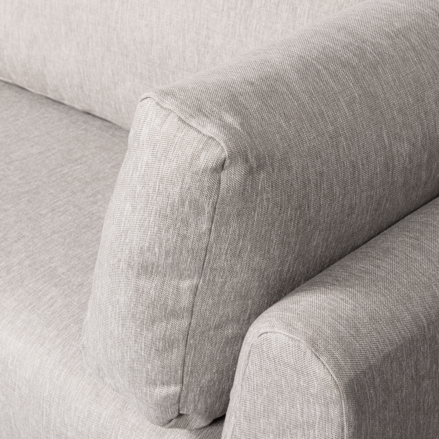 WOOOD Couple spisebnk, hjrne, venstre, m. hynder - lysegr meleret melange stof og sorte ben