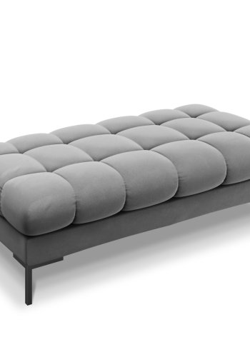 MICADONI Mamaia benk,, 2 seter, rektangulr - gr flyel og svart metall (62x133x41)