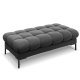 MICADONI Mamaia benk,, 2 seter, rektangulr - antrasittgr flyel og svart metall (62x133x41)