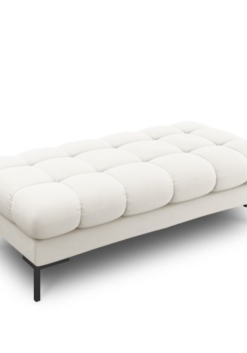 MICADONI Mamaia benk,, 2 seter, rektangulr - beige stoff og svart metall (62x133x41)