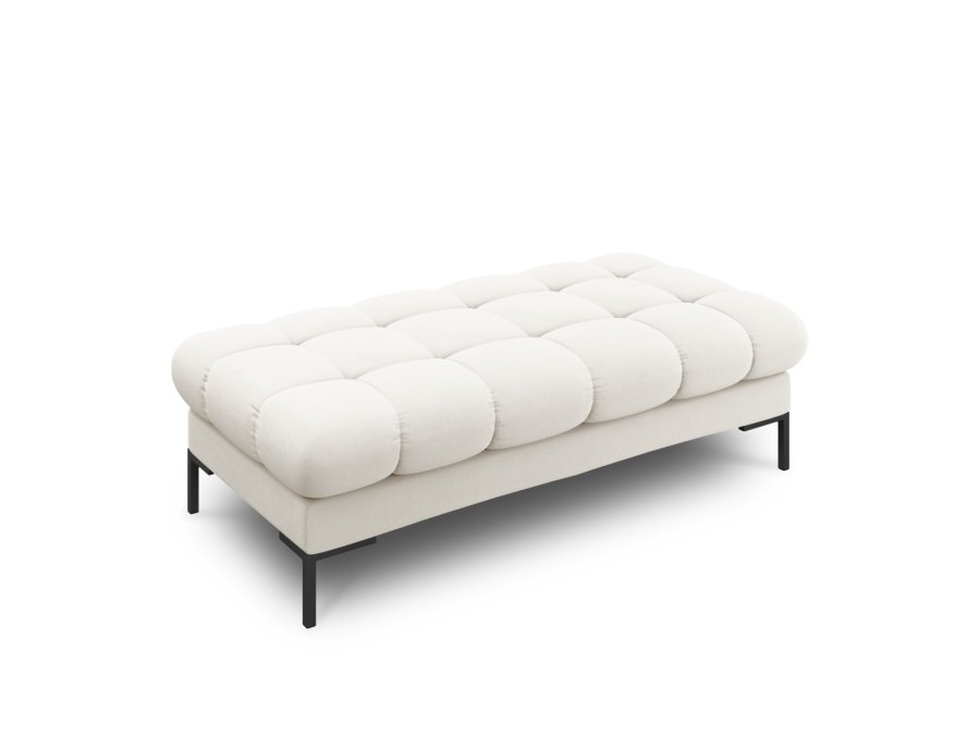 MICADONI Mamaia benk,, 2 seter, rektangulr - beige stoff og svart metall (62x133x41)