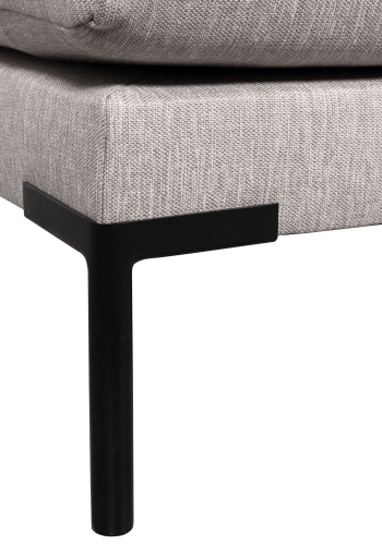 WOOOD Couple spisebnk, hjrne, venstre, m. hynder - lysegr meleret melange stof og sorte ben