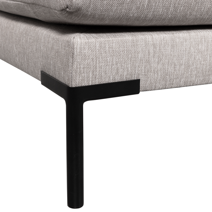 WOOOD Couple spisebnk, hjrne, venstre, m. hynder - lysegr meleret melange stof og sorte ben