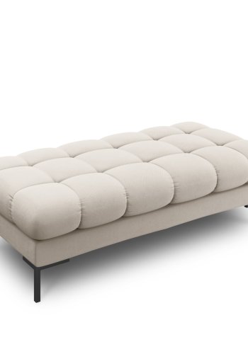 MICADONI Mamaia benk,, 2 seter, rektangulr - beige stoff og svart metall (62x133x41)