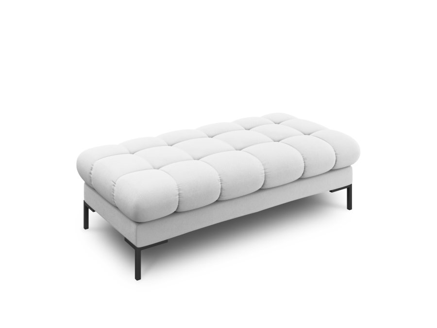 MICADONI Mamaia benk,, 2 seter, rektangulr - grtt stoff og svart metall (62x133x41)