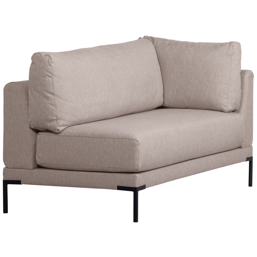 WOOOD Couple spisebnk, hjrne, venstre, m. hynder - natur meleret melange stof og sorte ben