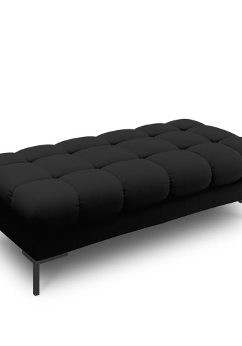 MICADONI Mamaia benk,, 2 seter, rektangulr - svart stoff og svart metall (62x133x41)
