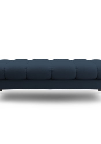 MICADONI Mamaia benk,, 2 seter, rektangulr - bltt stoff og svart metall (62x133x41)