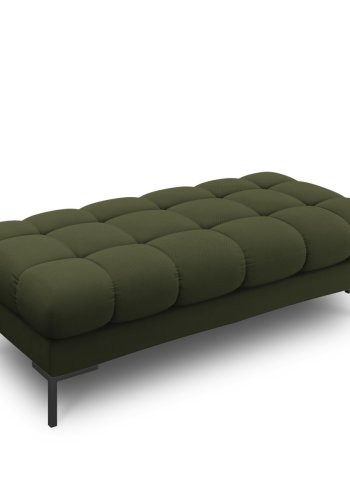 MICADONI Mamaia benk,, 2 seter, rektangulr - grnt stoff og svart metall (62x133x41)