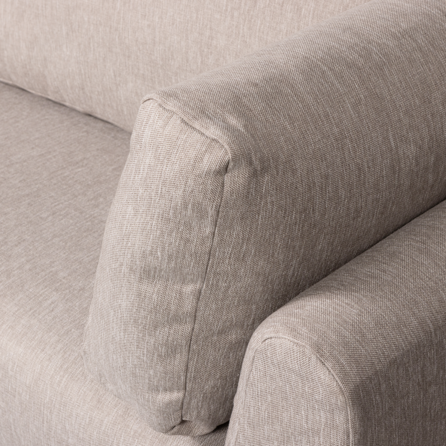 WOOOD Couple spisebnk, hjrne, venstre, m. hynder - natur meleret melange stof og sorte ben