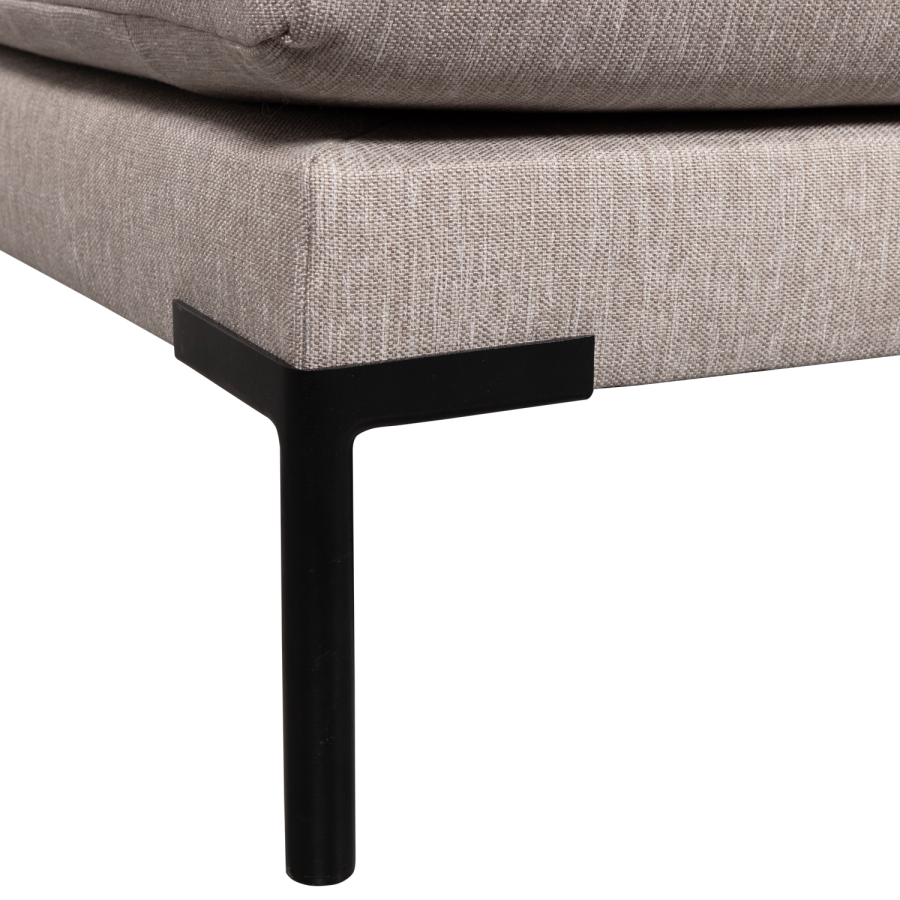 WOOOD Couple spisebnk, hjrne, venstre, m. hynder - natur meleret melange stof og sorte ben