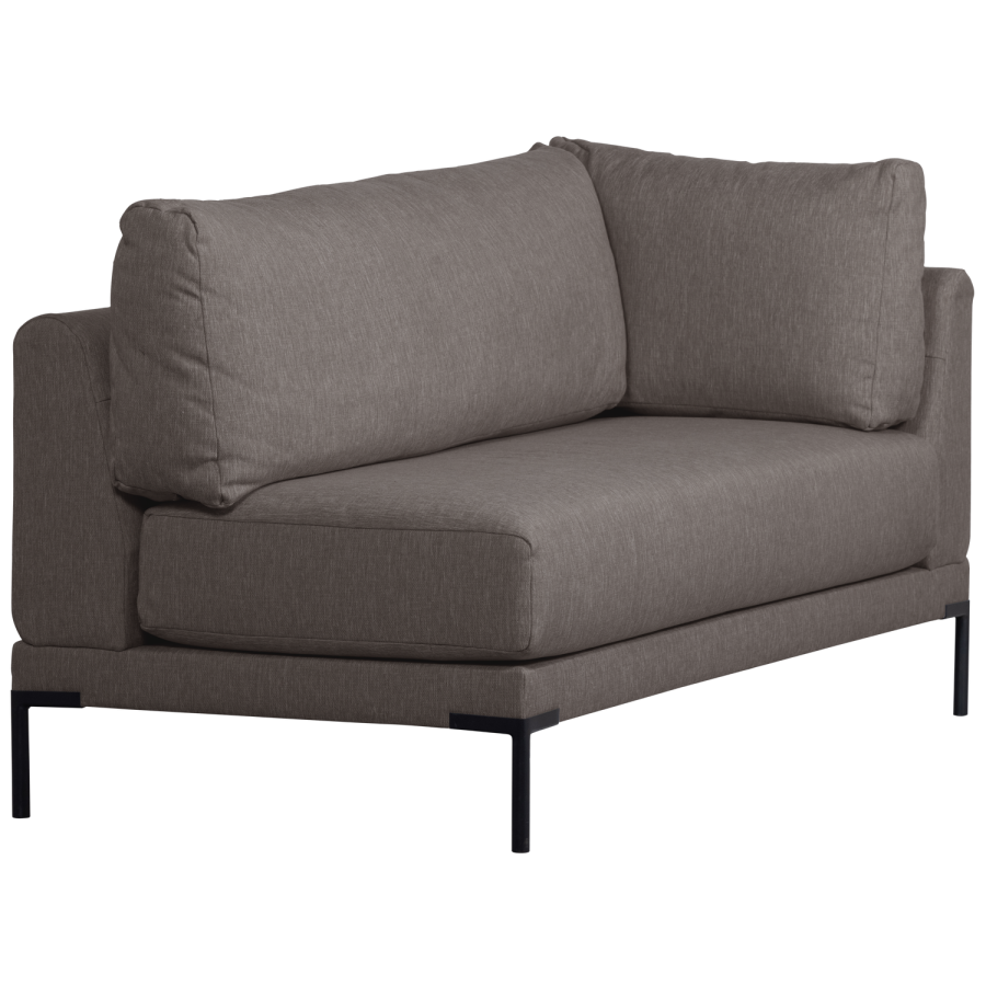 WOOOD Couple spisebnk, hjrne, venstre, m. hynder - gr meleret melange stof og sorte ben