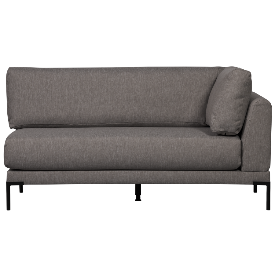 WOOOD Couple spisebnk, hjrne, venstre, m. hynder - gr meleret melange stof og sorte ben