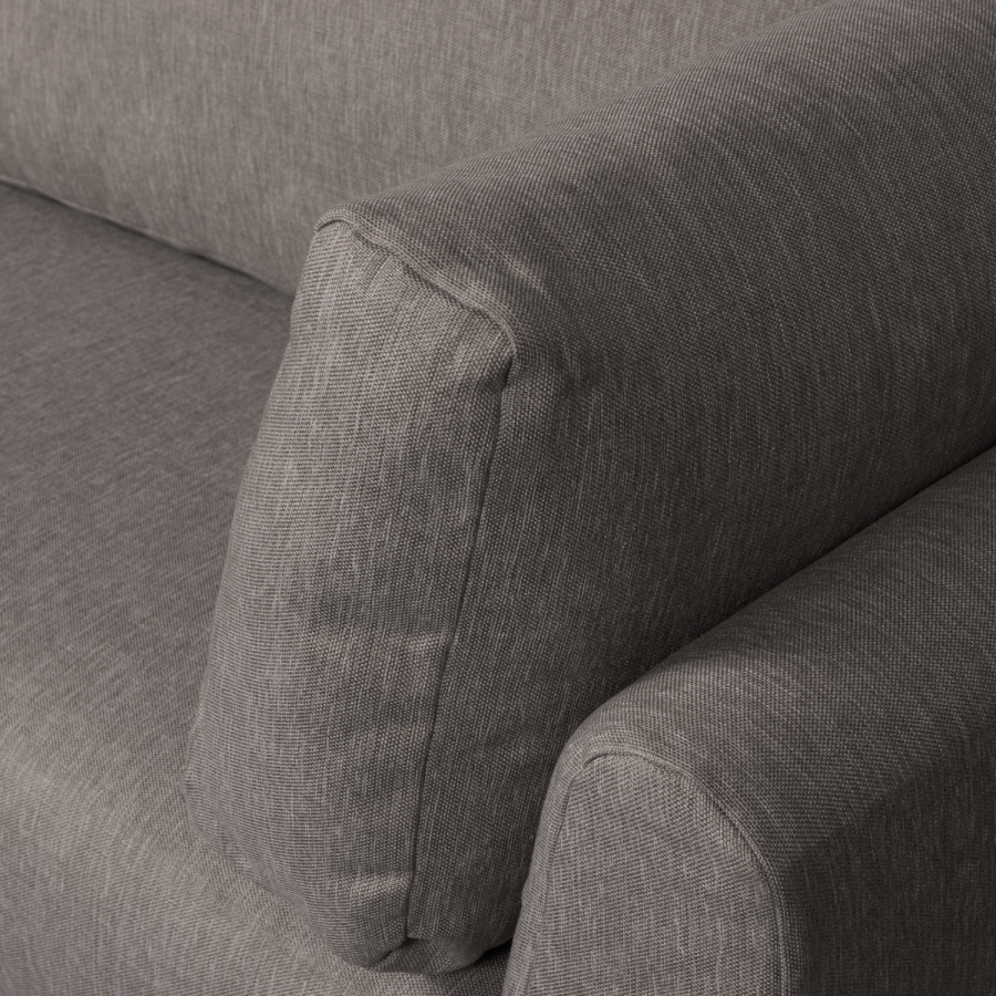 WOOOD Couple spisebnk, hjrne, venstre, m. hynder - gr meleret melange stof og sorte ben